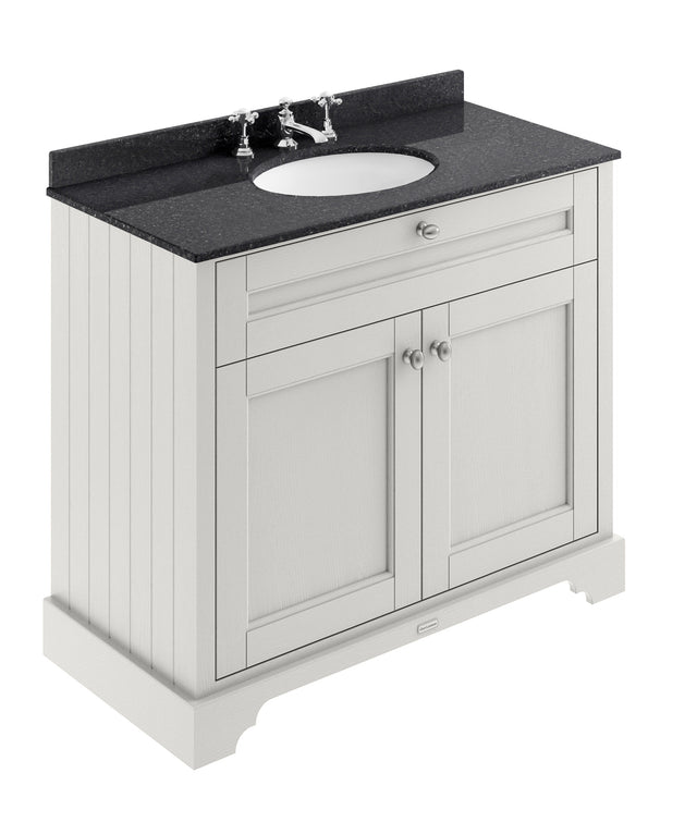Hudson Reed Old London 1000mm Floor Standing 2 Door Vanity Unit With Black Marble Top Basin