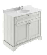 Floor Standing 2 Door Vanity Unit with 1 Tap Hole Grey Marble Top 1000mm