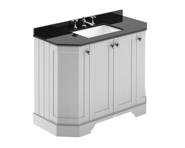 Hudson Reed Old London 1000mm Floor Standing 4 Door Vanity Unit with 3 Tap Hole Black Marble Top Basin
