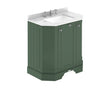 Hudson Reed Old London 750mm Hunter Green Floor 3 Door Vanity Unit with 3 Tap Hole White Marble Top Basin