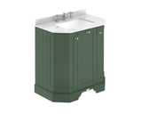 Hudson Reed Old London 750mm Hunter Green Floor 3 Door Vanity Unit with 3 Tap Hole White Marble Top Basin
