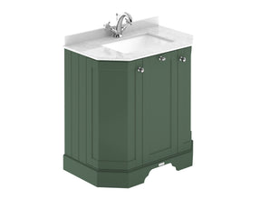 Hudson Reed Old London 786mm Hunter Green Floor Standing 3 Door Vanity Unit With White Marble Top Basin