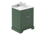 Hudson Reed Old London 600mm Hunter Green Floor Standing Vanity Unit with 1 Tap Hole White Marble Top Basin
