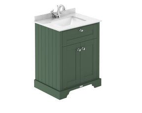 Floor Standing 2 Door Vanity Basin Unit with Square Basin & 1 Tap Hole Marble Top, 600mm