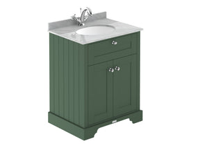 Hudson Reed Old London 620mm Hunter Green Floor Standing Vanity Unit With Grey Marble Top Basin & 1 Tap Hole