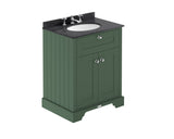Hudson Reed Old London 600mm Hunter Green Floor Standing 2 Door Vanity Unit with Black Marble Top Basin