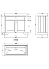 Old London 1000mm 2-Door Unit & Classic Fireclay Basin 0TH