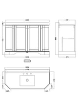 Floor Standing 4 Door Angled Vanity Unit with 3 Tap Hole White Marble Top 1200mm