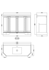 Hudson Reed Old London 1236mm Hunter Green Floor Standing Vanity Unit With Grey Marble Top Basin
