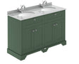 Hudson Reed Old London 1200mm Hunter Green Floor Standing 4 Door Vanity Unit With Grey Marble Top Double Basin