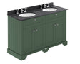 Hudson Reed Old London 1200mm Hunter Green Floor Standing Vanity Unit With Black Marble Top Double Basin