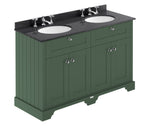 Hudson Reed Old London 1200mm Hunter Green Floor Standing Vanity Unit With Black Marble Top Double Basin