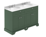 Hudson Reed Old London 1220mm Hunter Green Floor Standing Vanity Unit With Double White Marble Basin