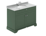 Hudson Reed Old London Hunter Green Traditional Floor Standing 2 Door Vanity Unit With Grey Marble Basin
