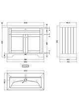 Hudson Reed Old London Hunter Green 2-Door Vanity Unit With Basin