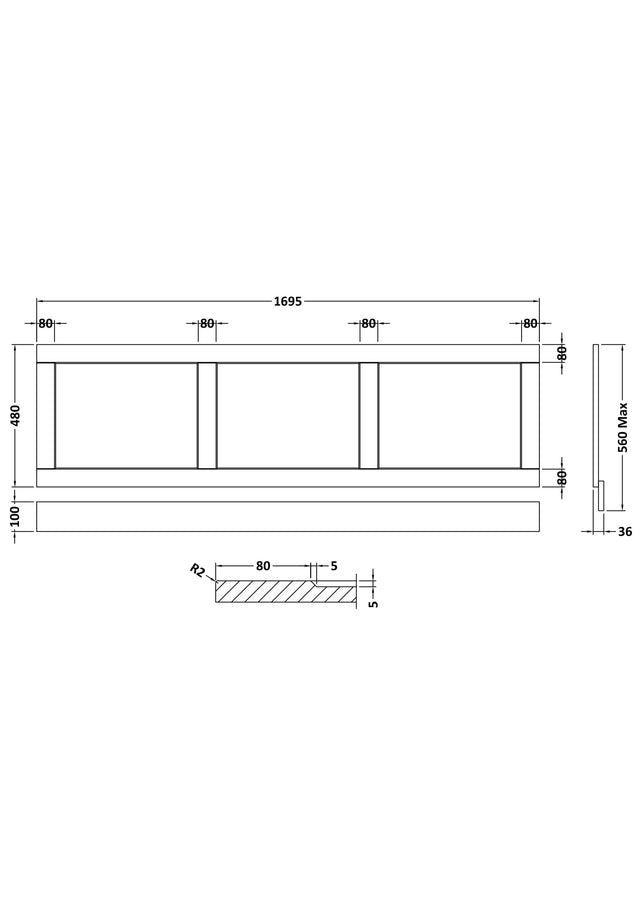 Straight Bath Front Panel 1700mm