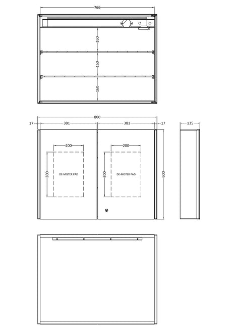 Leda 800mm Mirror Cabinet