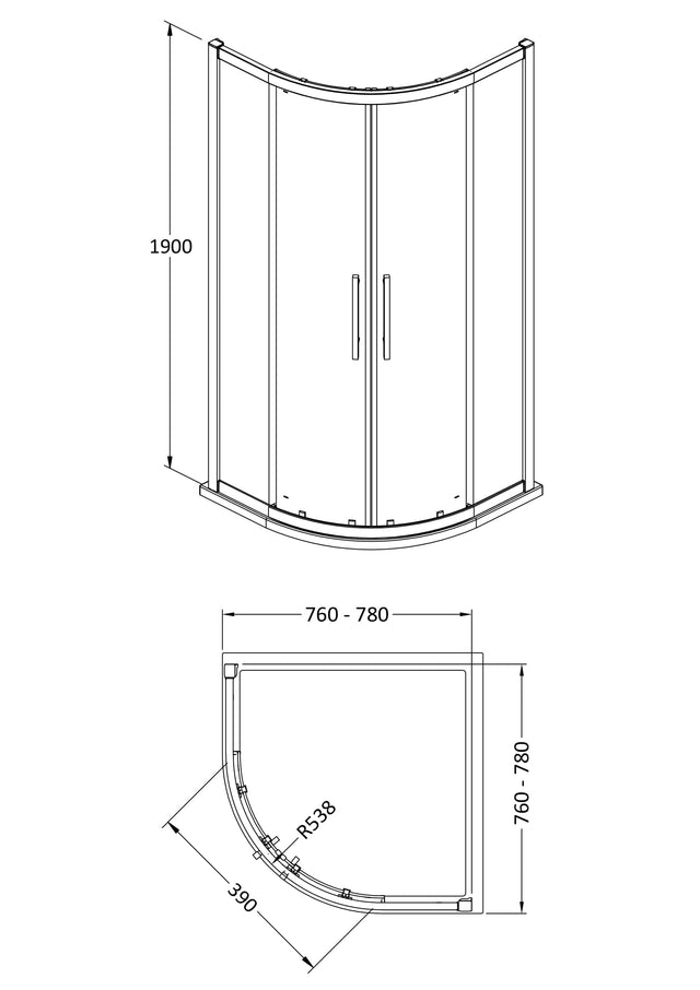 Hudson Reed Apex 800mm Quadrant Shower Enclosure