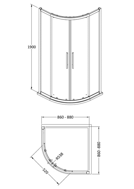 Apex 900mm Quadrant Enclosure