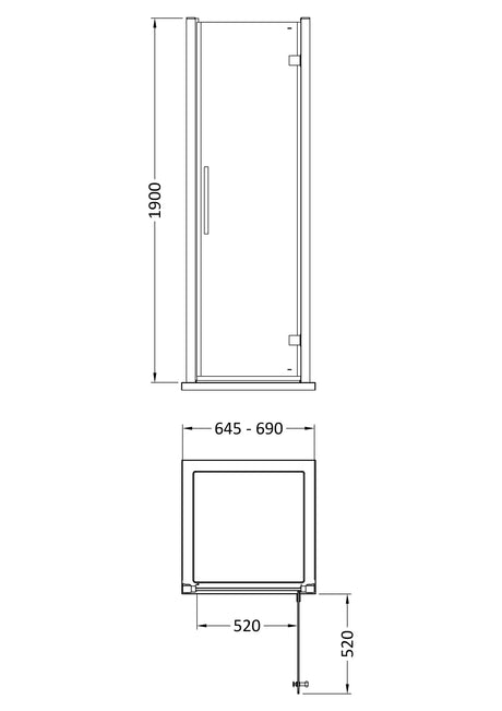Apex 700mm Hinged Door