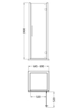 Hudson Reed Apex 700mm Hinged Shower Door With Handle