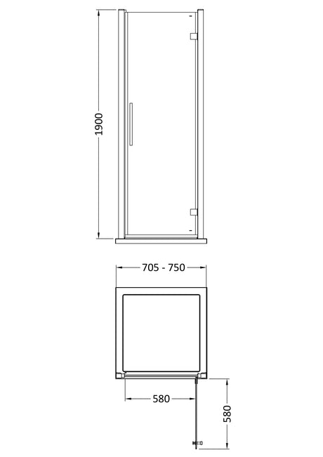 Hudson Reed Apex 760mm Hinged Door With Handle