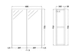 Fusion Fitted Wall Hung 2 Door Mirror Unit (50/50) 600mm