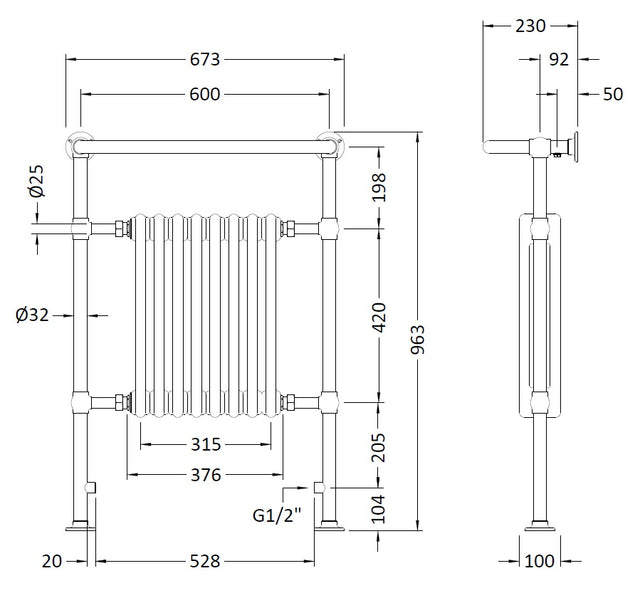 Harrow Traditional Radiator 965 x 673mm