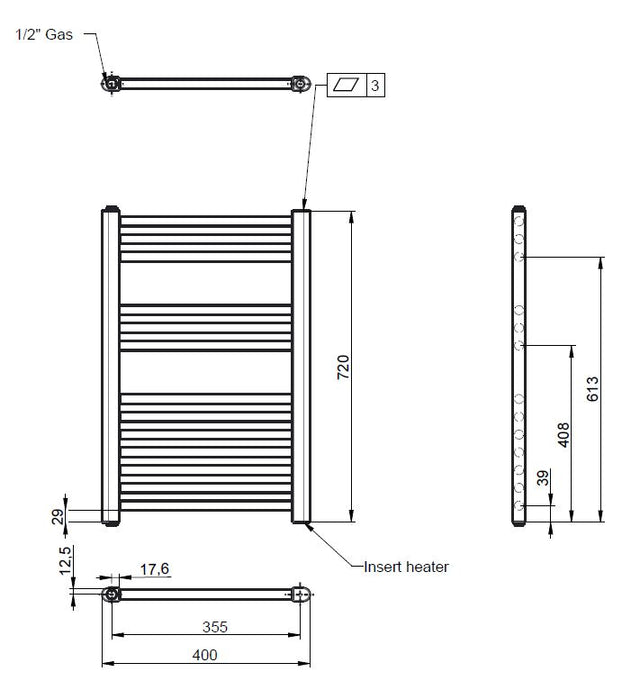 Electric Towel Rail 720 x 400mm (300 Watt)