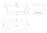 Hudson Reed 1555mm Freestanding Bath With Waste
