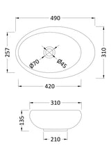 Oval Vessel 490 x 320 x 135mm