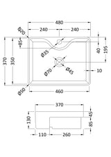 Semi-Recessed Basin 480 x 370 x 130mm
