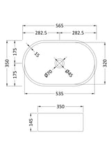 Luxe Oval Vessel 565 x 350 x 145mm