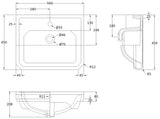 Richmond 560mm Semi Recessed Basin 1 Tap Hole