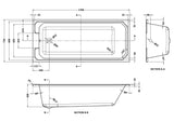 Art Deco Straight Shower Bath 1700 x 750mm