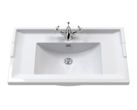 Hudson Reed Old London Twilight Blue Floor Standing 2 Door Vanity Unit with 1 Tap Hole Ceramic Basin