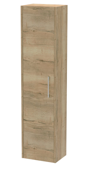 Hudson Reed Juno 350mm 1 Door Autumn Oak Wall Hung Tall Cabinet With Handles