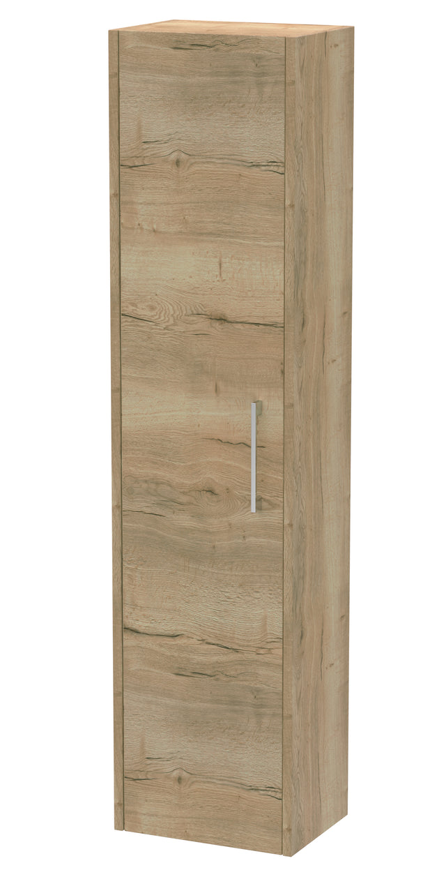 Hudson Reed Juno 350mm 1 Door Autumn Oak Wall Hung Tall Cabinet With Handles