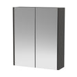 Hudson Reed Juno 600mm 2 Door Graphite Grey Woodgrain Wall Hung 50/50 Mirror Cabinet