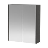 Hudson Reed Juno 600mm 2 Door Graphite Grey Woodgrain Wall Hung 50/50 Mirror Cabinet