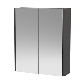 Hudson Reed Juno 600mm 2 Door Graphite Grey Woodgrain Wall Hung 50/50 Mirror Cabinet