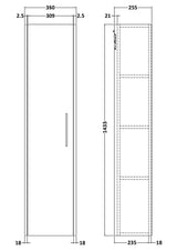 Hudson Reed Juno 350mm 1 Door Metallic Slate Wall Hung Tall Cabinet With Handles