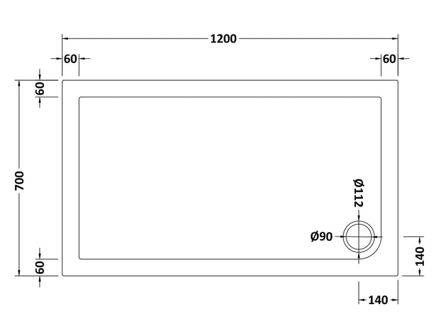 Slip Resistant Rectangular Slimline Shower Tray 1200 x 700mm