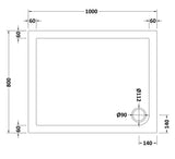Slip Resistant Rectangular Slimline Shower Tray 1000 x 800mm