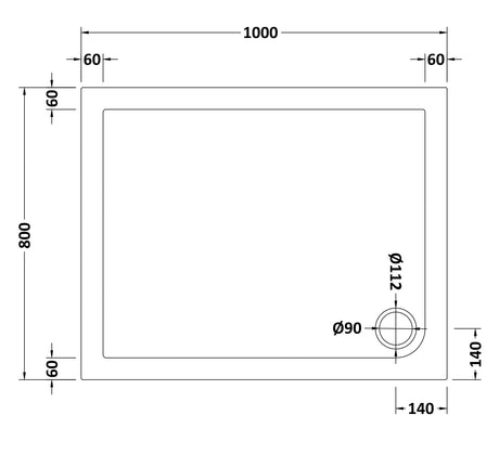 Slip Resistant Rectangular Slimline Shower Tray 1000 x 800mm