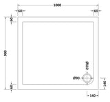 Slip Resistant Rectangular Slimline Shower Tray 1000 x 900mm