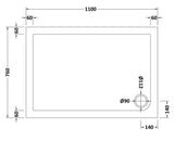 Slip Resistant Rectangular Slimline Shower Tray 1100 x 760mm