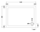 Slip Resistant Rectangular Slimline Shower Tray 1100 x 800mm