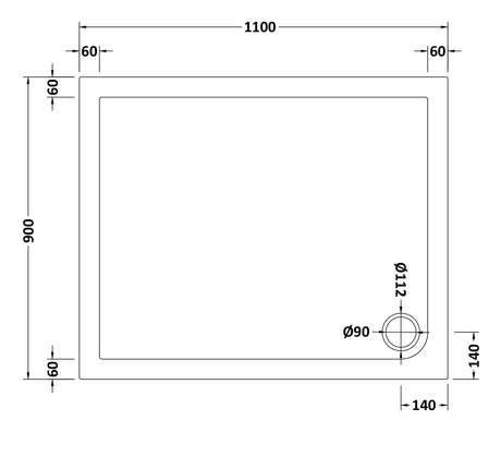 Slip Resistant Rectangular Slimline Shower Tray 1100 x 900mm