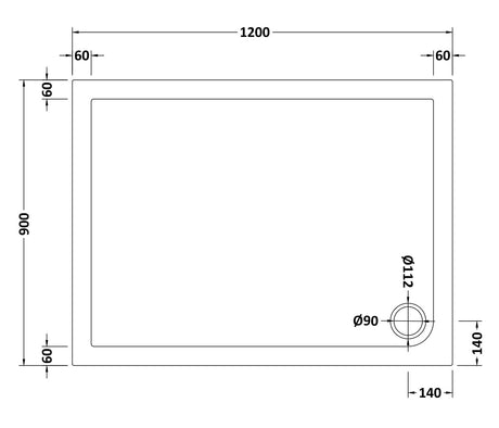 Slip Resistant Rectangular Slimline Shower Tray 1200 x 900mm
